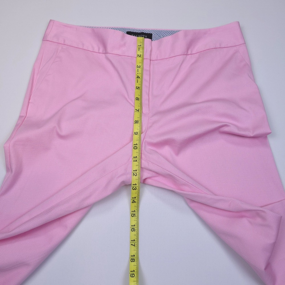 TALBOTS Pink Slim Crop Pants 10 Cotton Blend Textured Pique Pucker Classic - Picture 7 of 12